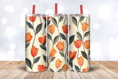 Retro Orange Tulip Tumbler Wrap, 20oz Skinny Tumbler Wraps Product Image 3