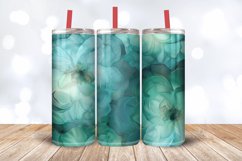 Blue Green Alcohol Ink Flower Tumbler Wrap, 20oz Skinny Tumb Product Image 3
