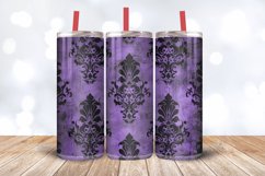 Purple and Black Damask Tumbler Wrap, 20oz Skinny Tumbler Wr Product Image 3