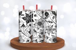 Black and White Floral Tumbler Wraps, 20oz Skinny Tumbler Wr Product Image 3
