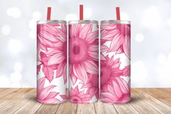 Pink Floral Sunflower Tumbler Wrap, 20oz Skinny Tumbler Wrap Product Image 3