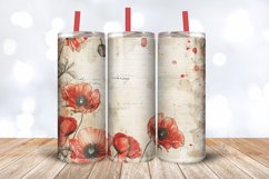 Poppy Floral Junk Journal Tumbler Wrap, 20oz Skinny Tumbler Product Image 3