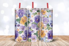 Cute Pansy Floral Garden Tumbler Wrap, 20oz Skinny Tumbler W Product Image 3