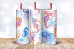 Watercolor Jellyfish &amp; Seahorses Tumbler Wrap, 20oz Skinny T Product Image 3