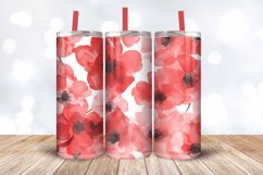 Watercolor Red Pastel Flowers Tumbler Wrap, 20oz Skinny Tumb Product Image 3