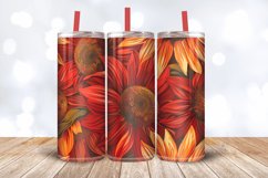 Vibrant Red Sunflower Tumbler Wrap, 20oz Skinny Tumbler Wrap Product Image 3