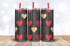 Hearts Valentines Day Plaid Tumbler Wrap, 20oz Skinny Tumble Product Image 3
