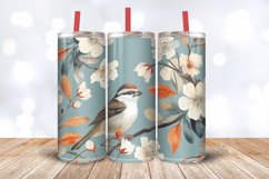 Cute Floral Sparrow Tumbler Wrap, 20oz Skinny Tumbler Wrap Product Image 3