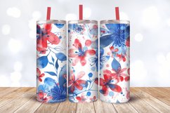 4th of July Watercolor Floral Tumbler Wrap, 20oz Skinny Tumb Product Image 3