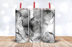 Black &amp; White Alcohol Ink Floral Tumbler Wrap, 20oz Skinny T Product Image 3