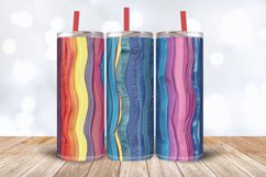 Rainbow Denim Jeans Fabric Tumbler Wrap, 20oz Skinny Tumbler Product Image 3