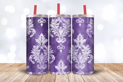 Purple and Silver Damask Tumbler Wrap, 20oz Skinny Tumbler W Product Image 3