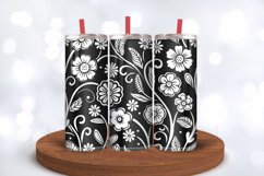 Black &amp; White Floral Tumbler Wraps, 20oz Skinny Tumbler Wrap Product Image 3