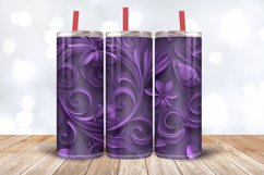 3D Violet Floral Tumbler Wrap, 20oz Skinny Tumbler Wrap Product Image 3