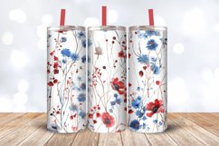 Red Blue Watercolor Wildflowers Tumbler Wrap, 20oz Skinny Tu Product Image 3