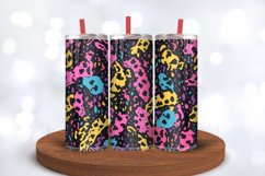 Neon Leopard Print Tumbler Wraps, 20oz Skinny Tumbler Wrap Product Image 3