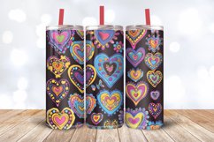 Cute Groovy Romantic Hippie Hearts Tumbler Wrap, 20oz Skinny Product Image 3
