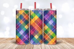 Rainbow Checkered Plaid Tumbler Wrap, 20oz Skinny Tumbler Wr Product Image 3
