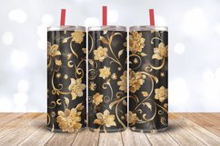 Golden Damask Flowers Glitter Tumbler Wrap, 20oz Skinny Tumb Product Image 3