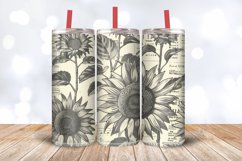 Vintage Newsprint Sunflowers Tumbler Wrap, 20oz Skinny Tumbl Product Image 3