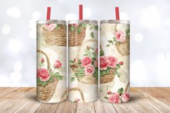 Watercolor Roses Baskets Tumbler Wrap, 20oz Skinny Tumbler W Product Image 3