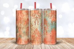 Watercolor and Copper Damask Tumbler Wrap, 20oz Skinny Tumbl Product Image 3