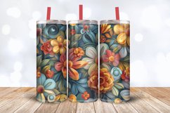 3D Boho Flowers Tumbler Wrap, 20oz Skinny Tumbler Wrap Product Image 3