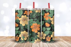 Green &amp; Orange Flowers Tumbler Wrap, 20oz Skinny Tumbler Wra Product Image 3
