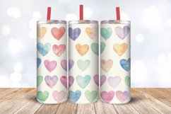 Soft Watercolor Pastel Multicolor Hearts Tumbler Wrap, 20oz Product Image 3