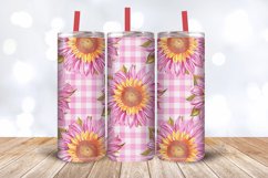 Pink Gingham Sunflowers Tumbler Wrap, 20oz Skinny Tumbler Wr Product Image 3