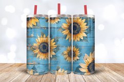 Blue Wooden Sunflowers Tumbler Wrap, 20oz Skinny Tumbler Wra Product Image 3