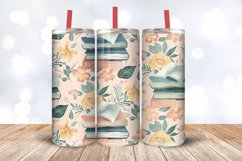 Pastel Floral Cottage core Books Tumbler Wrap, 20oz Skinny T Product Image 3