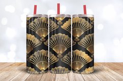 Golden Fan Motifs Tumbler Wrap, 20oz Skinny Tumbler Wraps Product Image 3