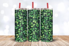 Solid Green Tiny Leaves Abstract Tumbler Wrap, 20oz Skinny T Product Image 3