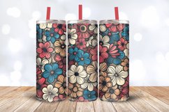 Retro Doodle Flowers Tumbler Wrap, 20oz Skinny Tumbler Wrap Product Image 3