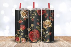 Roses Embroidery Flowers Tumbler Wrap, 20oz Skinny Tumbler W Product Image 3