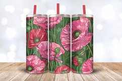 Pink Poppy Garden Tumbler Wrap, 20oz Skinny Tumbler Wraps Product Image 3