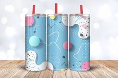 Abstract Baby Blue Memphis Tumbler Wrap, 20oz Skinny Tumbler Product Image 3