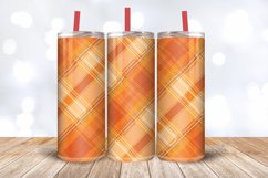 Fall Orange Plaid Tumbler Wrap, 20oz Skinny Tumbler Wrap Product Image 3