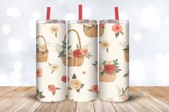 Floral Cottage core Baskets Tumbler Wrap, 20oz Skinny Tumble Product Image 3