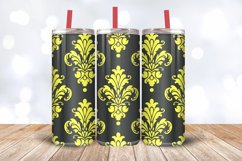 Neon Yellow Damask Tumbler Wrap, 20oz Skinny Tumbler Wraps Product Image 3