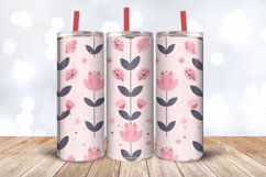 Pink Scandinavian Flowers Tumbler Wrap, 20oz Skinny Tumbler Product Image 3