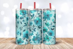 Watercolor Turquoise Flowers Tumbler Wrap, 20oz Skinny Tumbl Product Image 3