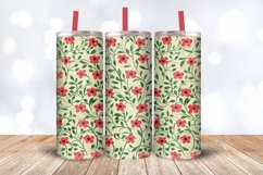 Red and Green Cute Flowers Tumbler Wrap, 20oz Skinny Tumbler Product Image 3