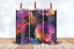 Black Alcohol Ink Flowers Tumbler Wrap, 20oz Skinny Tumbler Product Image 3
