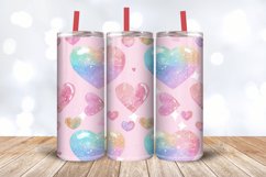 Pink Pastel Rainbow Girly Glitter Hearts Tumbler Wrap, 20oz Product Image 3