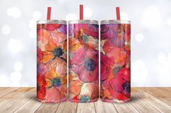Poppy Alcohol Ink Flowers Tumbler Wrap, 20oz Skinny Tumbler Product Image 3