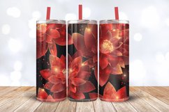 Golden Glitter Red Flower Bloom Tumbler Wrap, 20oz Skinny Tu Product Image 3