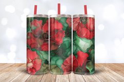 Red &amp; Green Alcohol Ink Flowers Tumbler Wrap, 20oz Skinny Tu Product Image 3