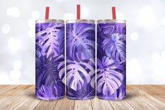 Purple Tropical Leaves Floral Tumbler Wrap, 20oz Skinny Tumb Product Image 3